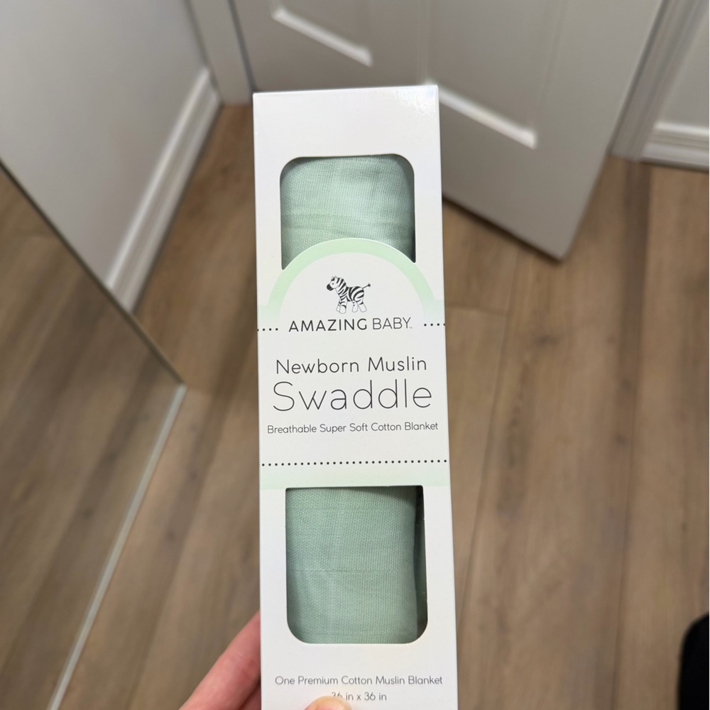 Amazing Baby Mint Newborn Muslin Swaddle Blanket